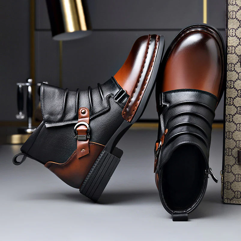 Men’s Two-Tone Genuine Leather Boots with Lace-Up Front - Image 5