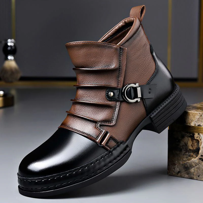 Men’s Two-Tone Genuine Leather Boots with Lace-Up Front - Image 6