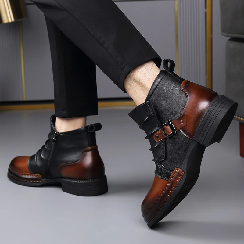 Men’s Two-Tone Genuine Leather Boots with Lace-Up Front - Image 7