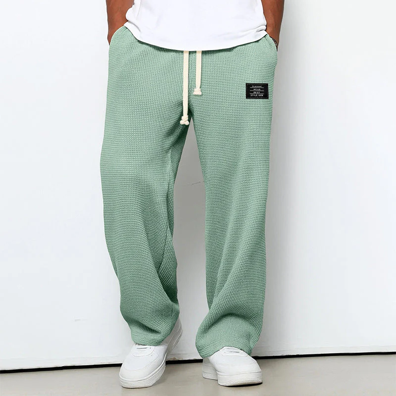 Men’s Waffle Knit Jogger Pants with Drawstring Waist - Image 2