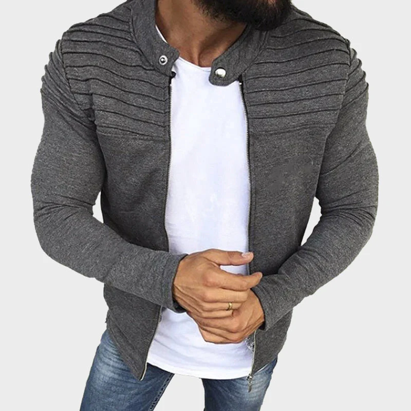 Men’s Zip-Up Sweatshirt with Ribbed Shoulders - Image 3