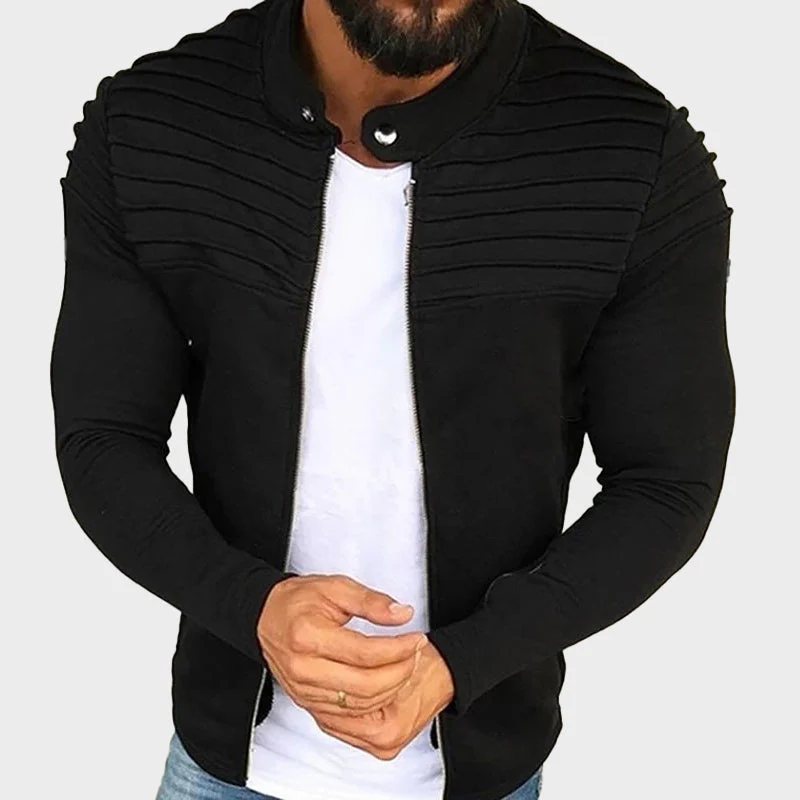 Men’s Zip-Up Sweatshirt with Ribbed Shoulders - Image 4