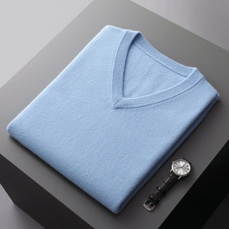 Men’s V-Neck Wool Blend Sweater - Image 2