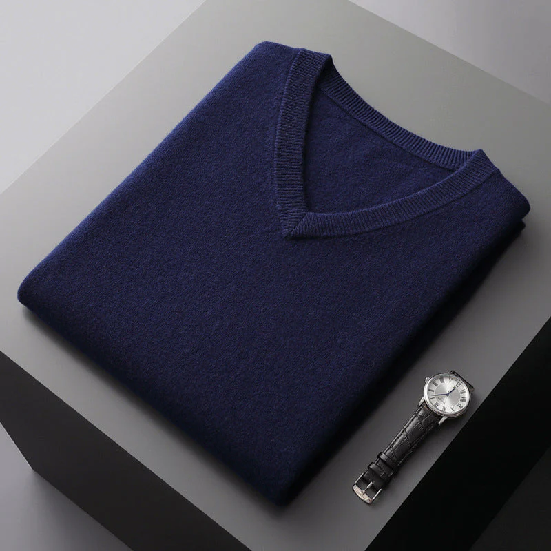 Men’s V-Neck Wool Blend Sweater - Image 3