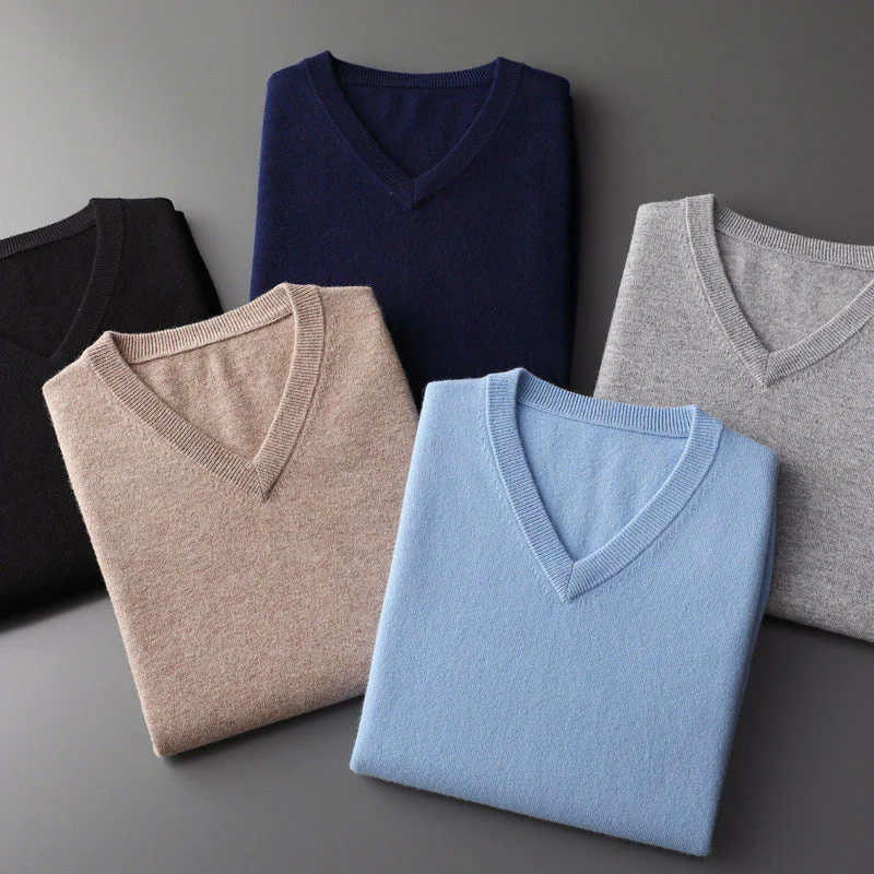 Men’s V-Neck Wool Blend Sweater - Image 7
