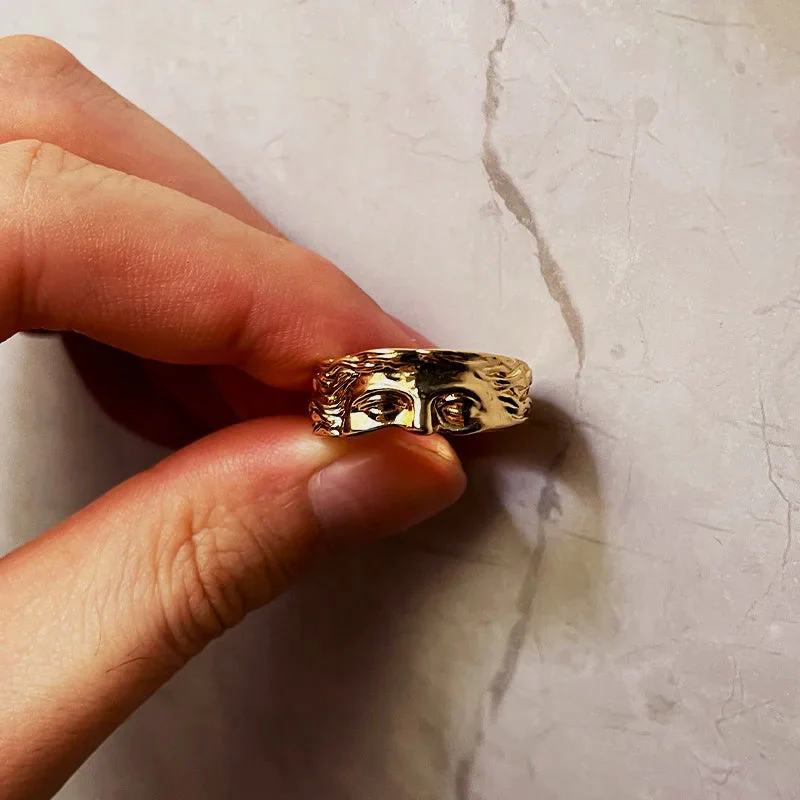 Mythology Inspired Half Face Adjustable Ring - Image 2