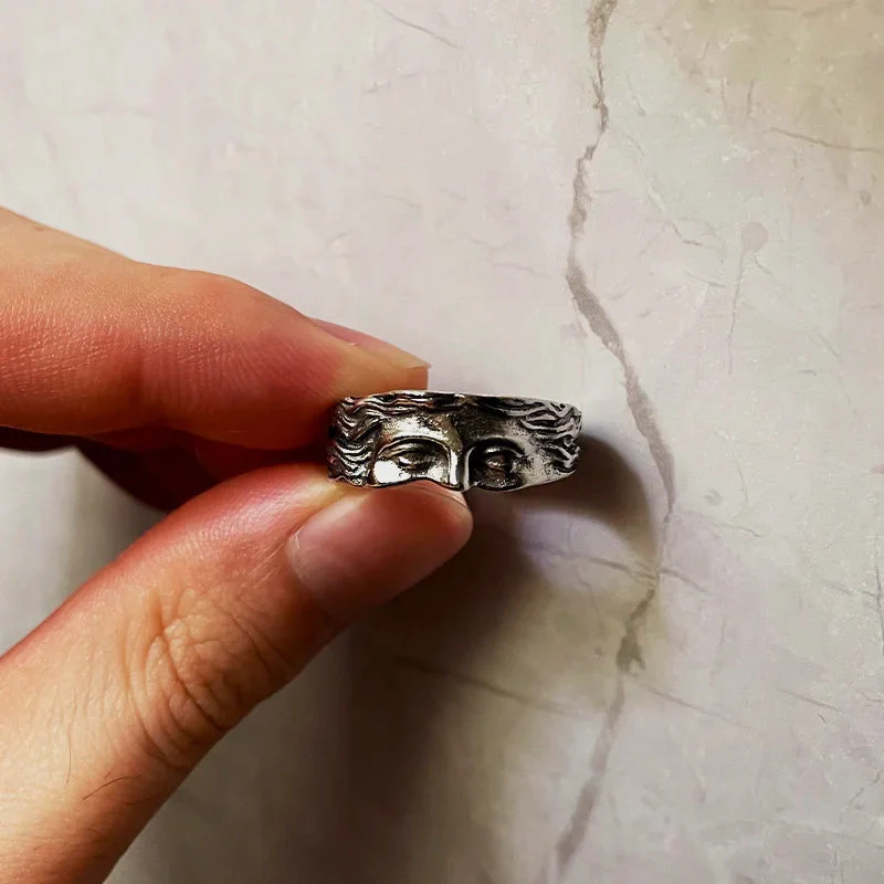 Mythology Inspired Half Face Adjustable Ring - Image 3