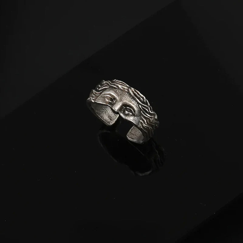 Mythology Inspired Half Face Adjustable Ring - Image 4