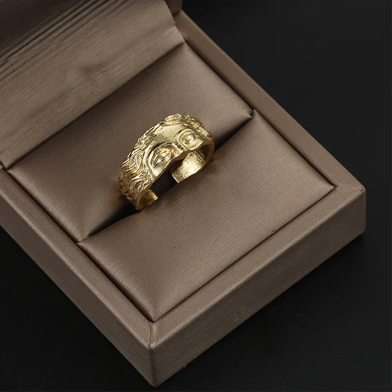 Mythology Inspired Half Face Adjustable Ring - Image 5
