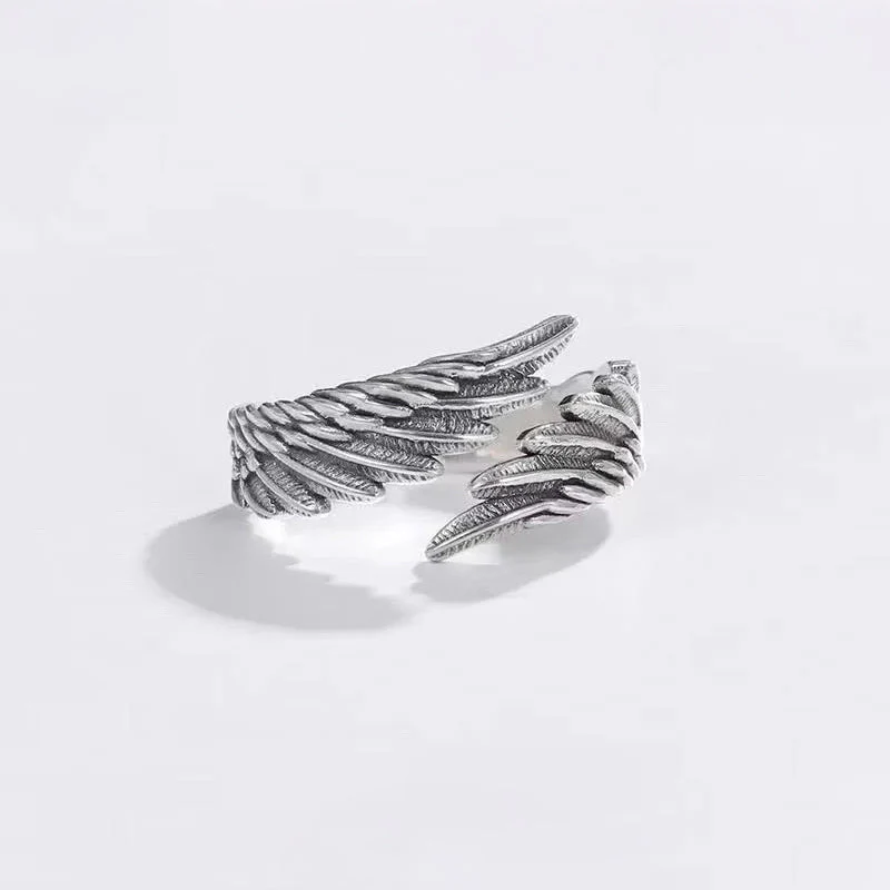 Open Band Ring with Textured Wing Detail - Image 3