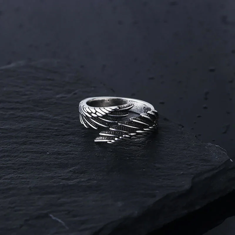 Open Band Ring with Textured Wing Detail - Image 5