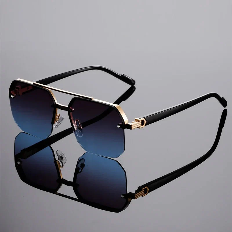 Oversized Rimless Sunglasses with Gradient Lenses - Image 2