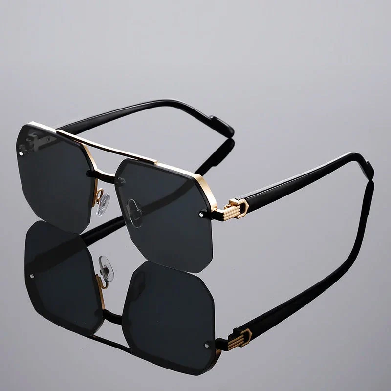 Oversized Rimless Sunglasses with Gradient Lenses - Image 3