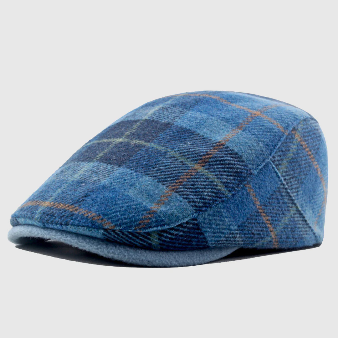 Plaid Flat Cap with Short Brim - Image 2