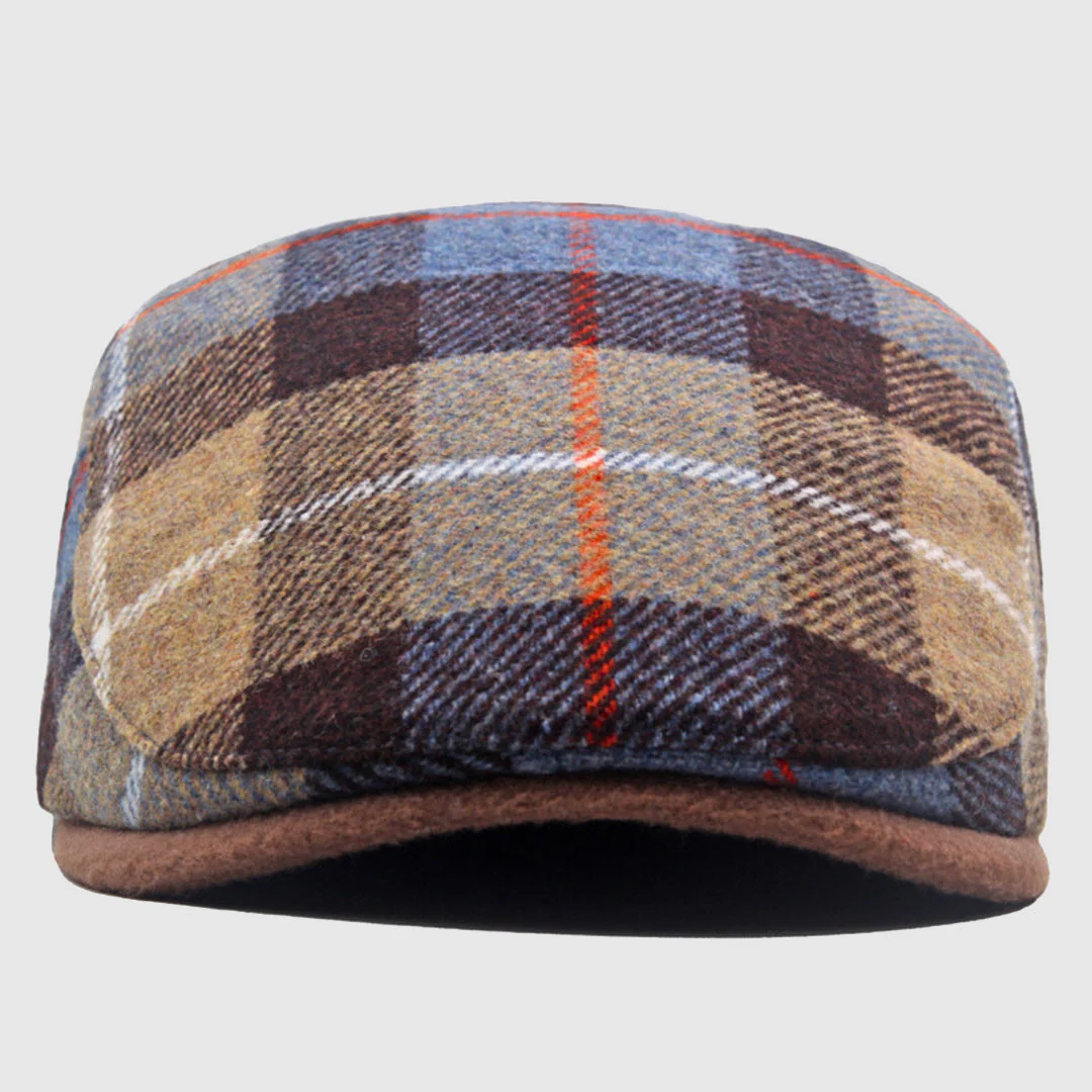 Plaid Flat Cap with Short Brim - Image 4