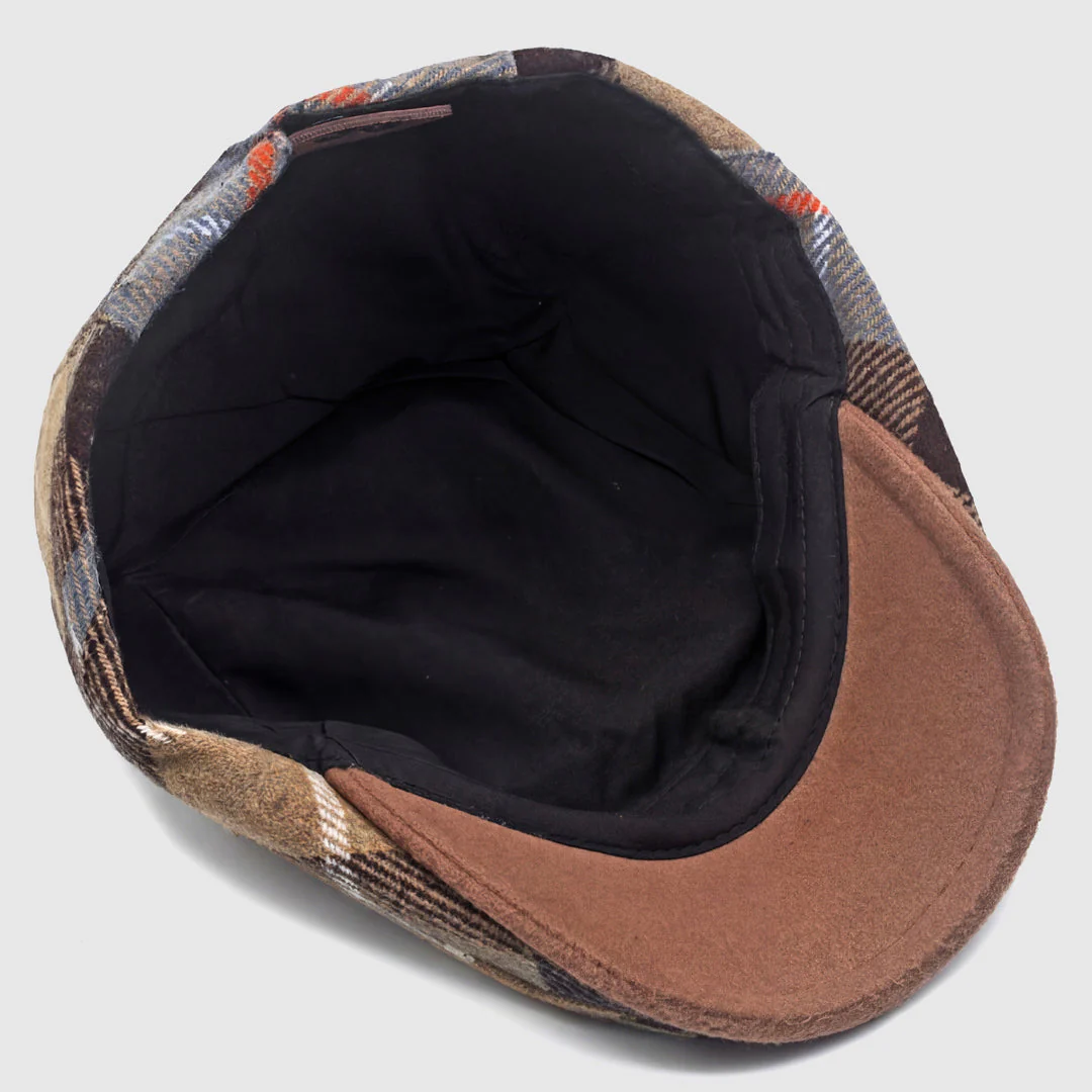 Plaid Flat Cap with Short Brim - Image 5
