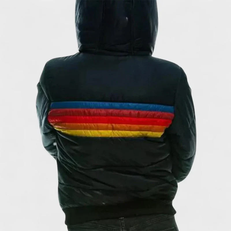Retro Colorblock Hooded Puffer Jacket - Image 8