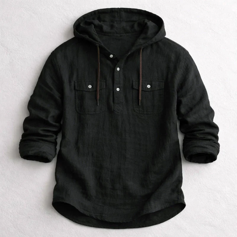 Roberto Russo Cotton Linen Hoodie Shirt - Image 2