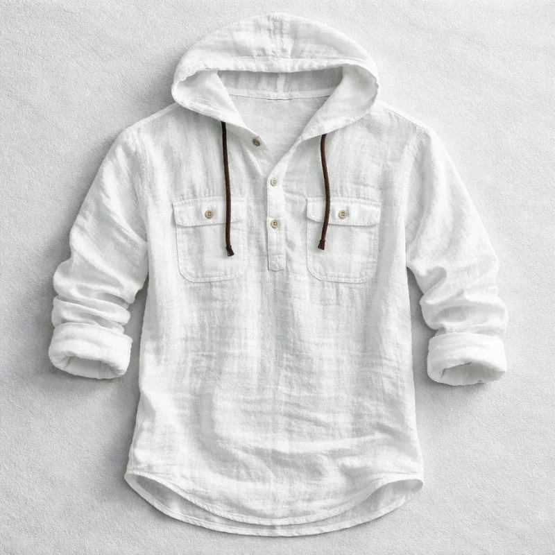 Roberto Russo Cotton Linen Hoodie Shirt - Image 3