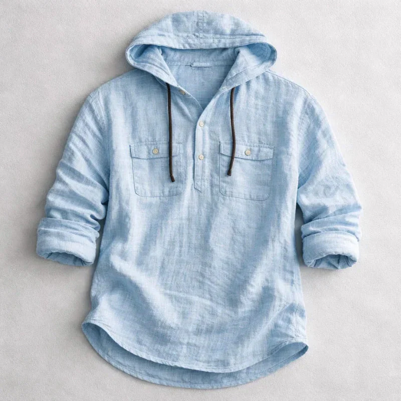 Roberto Russo Cotton Linen Hoodie Shirt - Image 4