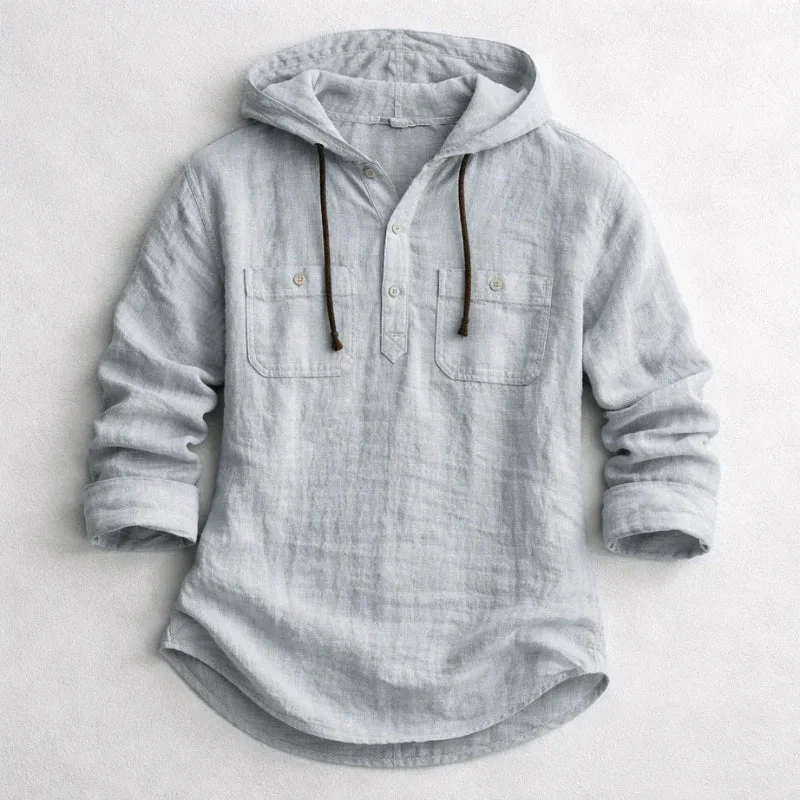Roberto Russo Cotton Linen Hoodie Shirt - Image 5