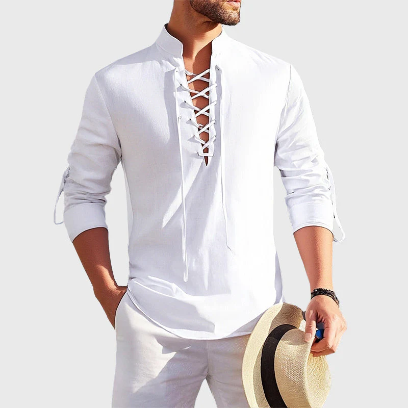 Roberto Russo Lace-Up Cotton Shirt - Image 2