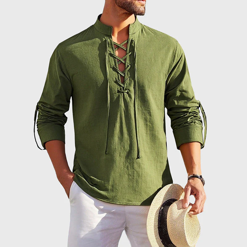 Roberto Russo Lace-Up Cotton Shirt - Image 3