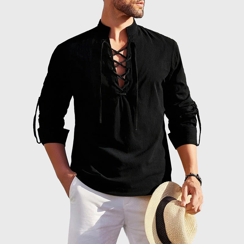 Roberto Russo Lace-Up Cotton Shirt - Image 4