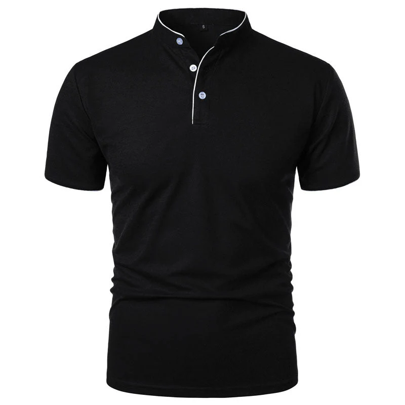 Roberto Russo Stand Collar T-Shirt with Contrast Trim - Image 5