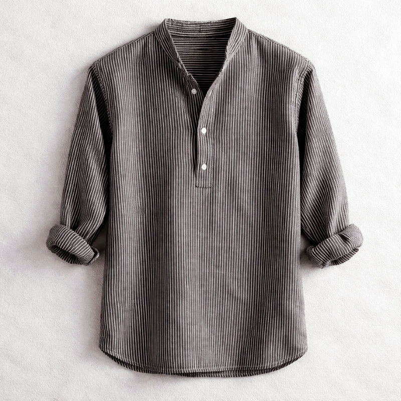 Roberto Russo Striped Henley Shirt - Image 3