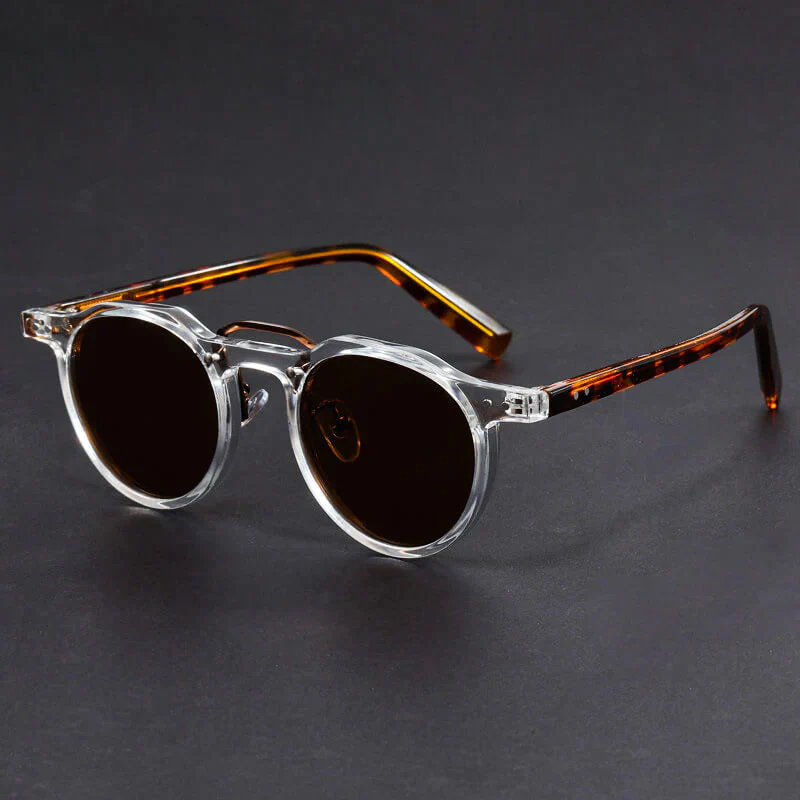 Round Vintage Sunglasses with Contrast Frame - Image 2