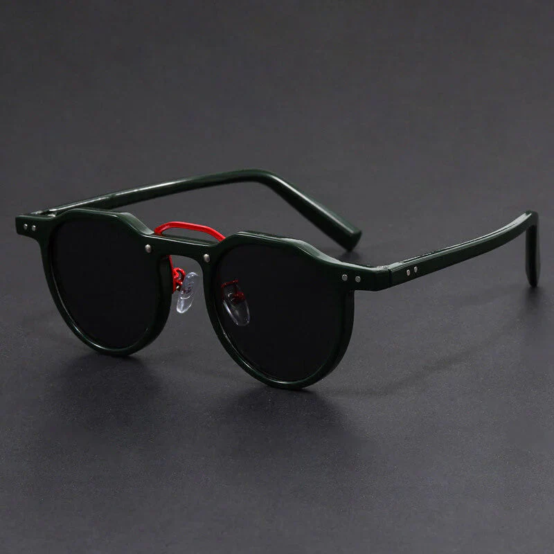 Round Vintage Sunglasses with Contrast Frame - Image 5
