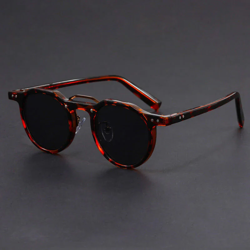 Round Vintage Sunglasses with Contrast Frame - Image 6