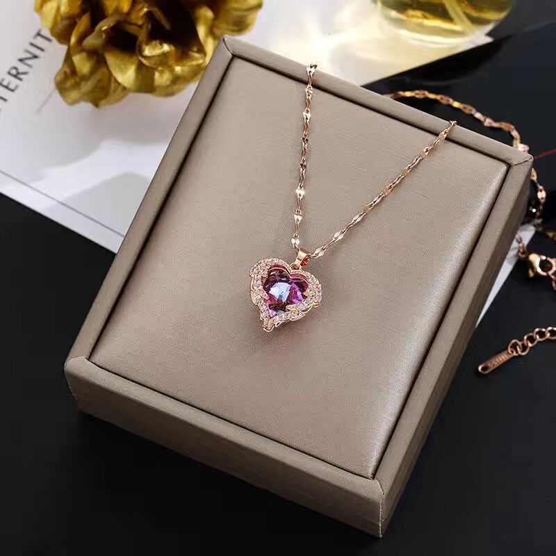 Sofia Amoretti Crystal Heart Pendant Necklace - Image 3