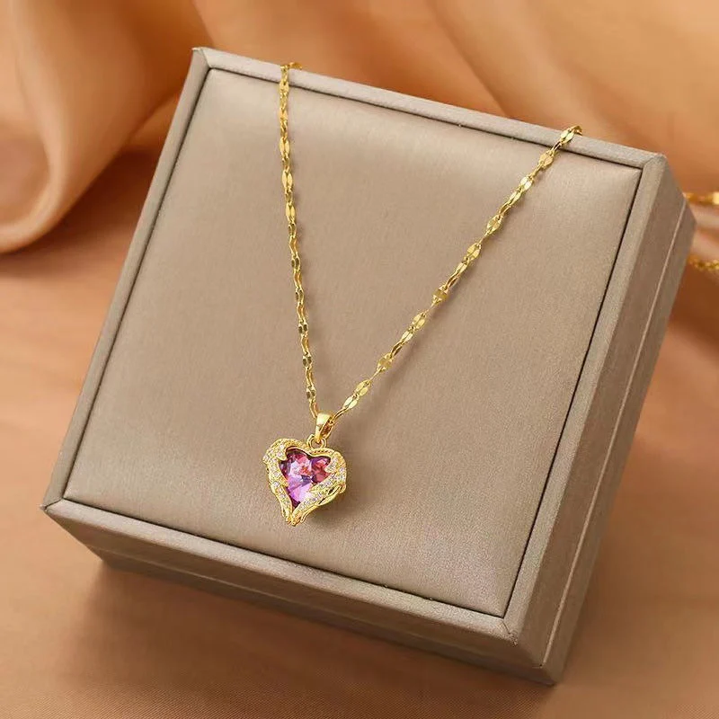 Sofia Amoretti Crystal Heart Pendant Necklace - Image 4