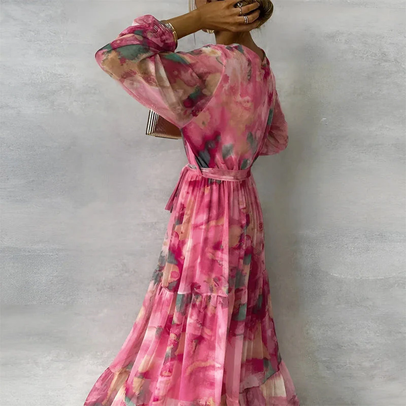 Sofia Amoretti Floral Maxi Dress with Ruffled Sleeves - Image 4