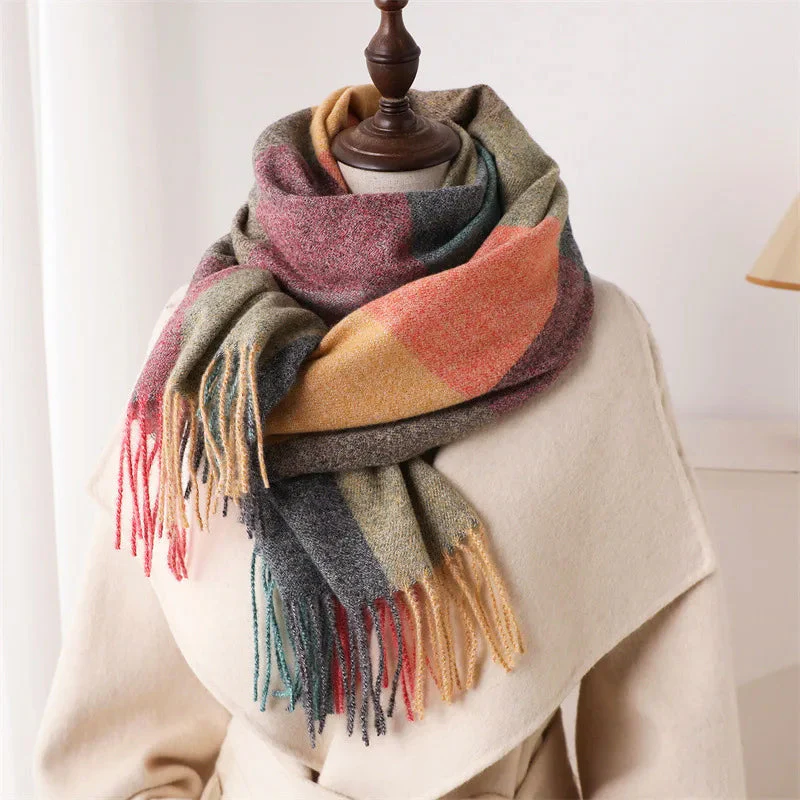 Sofia Amoretti Fringe Scarf with Color-Block Pattern - Image 2