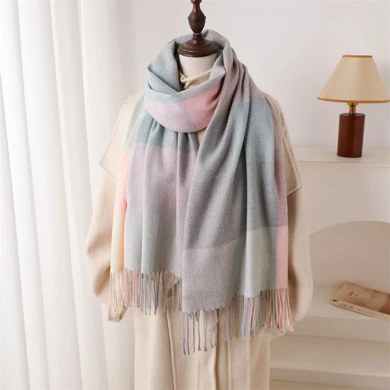 Sofia Amoretti Fringe Scarf with Color-Block Pattern - Image 3