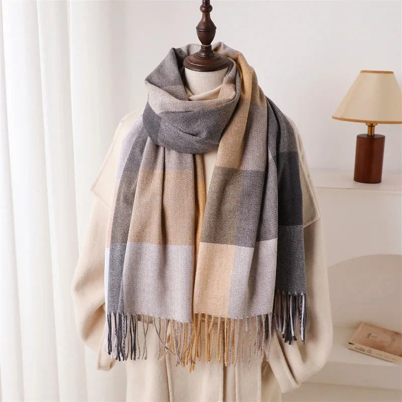 Sofia Amoretti Fringe Scarf with Color-Block Pattern - Image 4