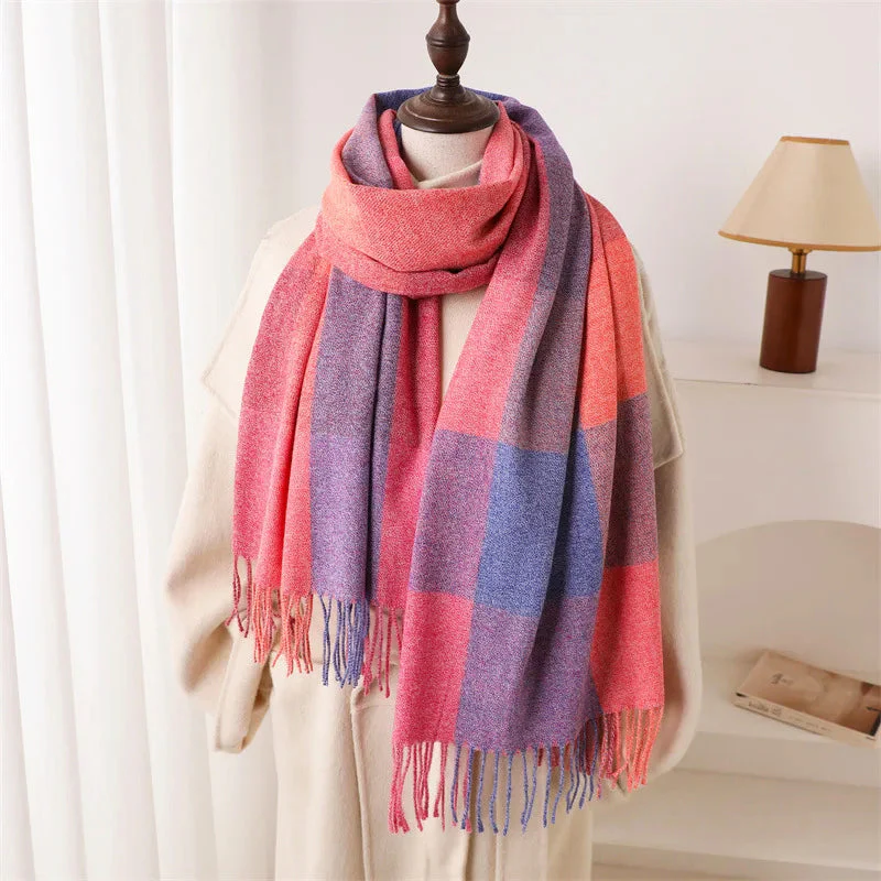 Sofia Amoretti Fringe Scarf with Color-Block Pattern - Image 5