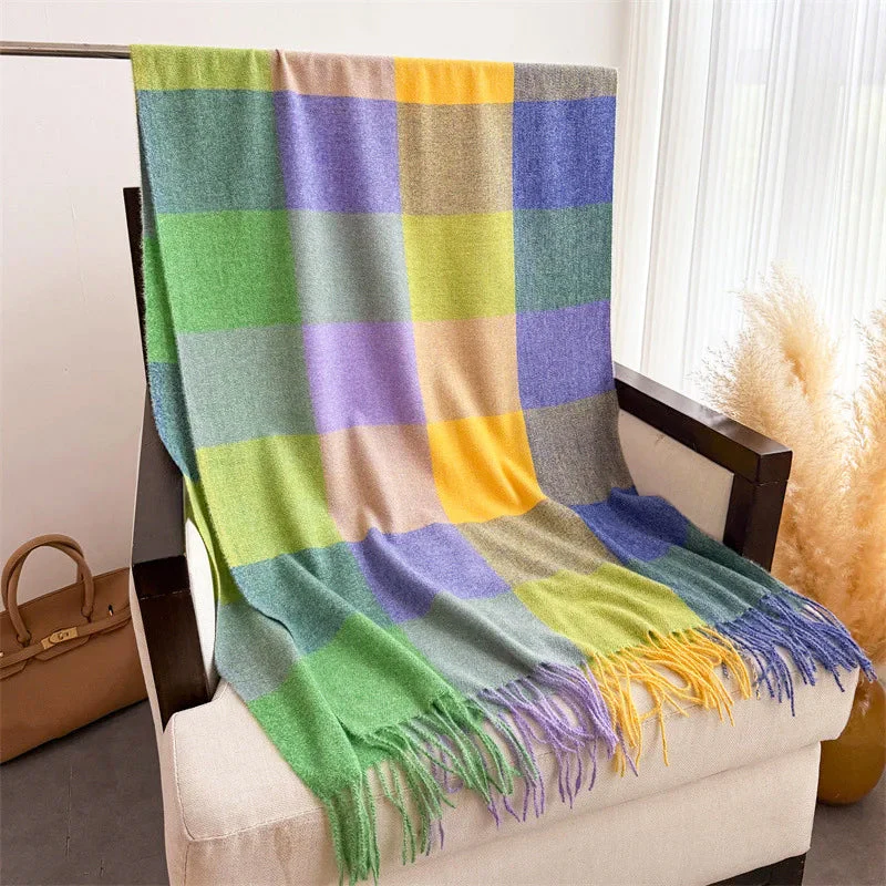 Sofia Amoretti Fringe Scarf with Color-Block Pattern - Image 6