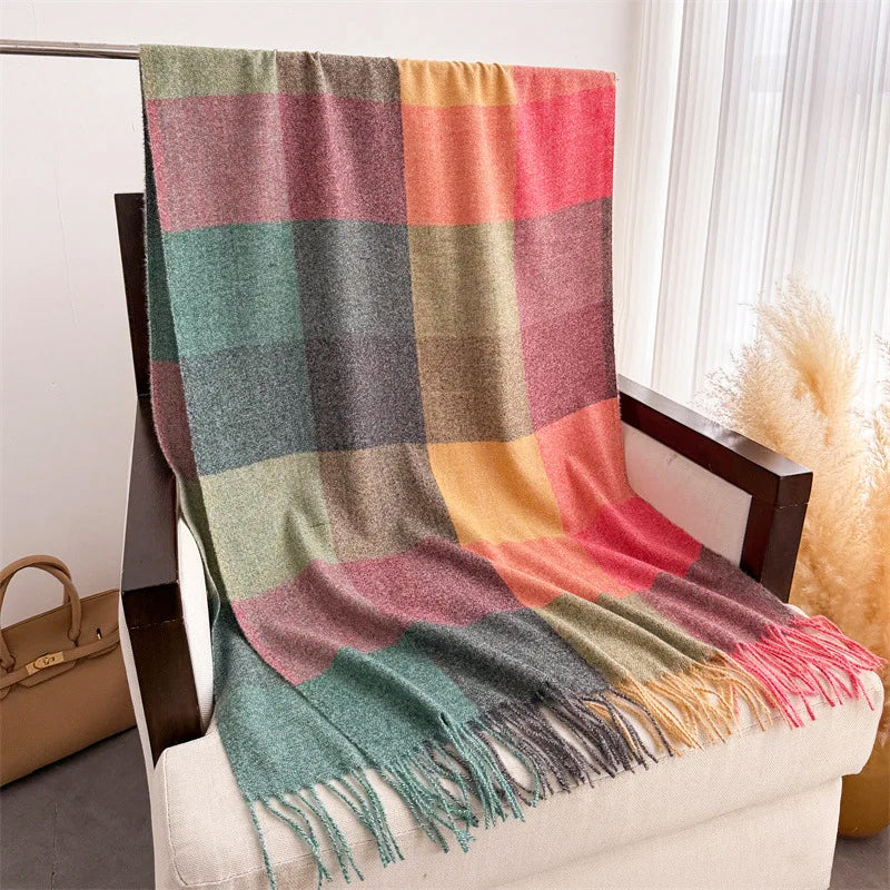 Sofia Amoretti Fringe Scarf with Color-Block Pattern - Image 7