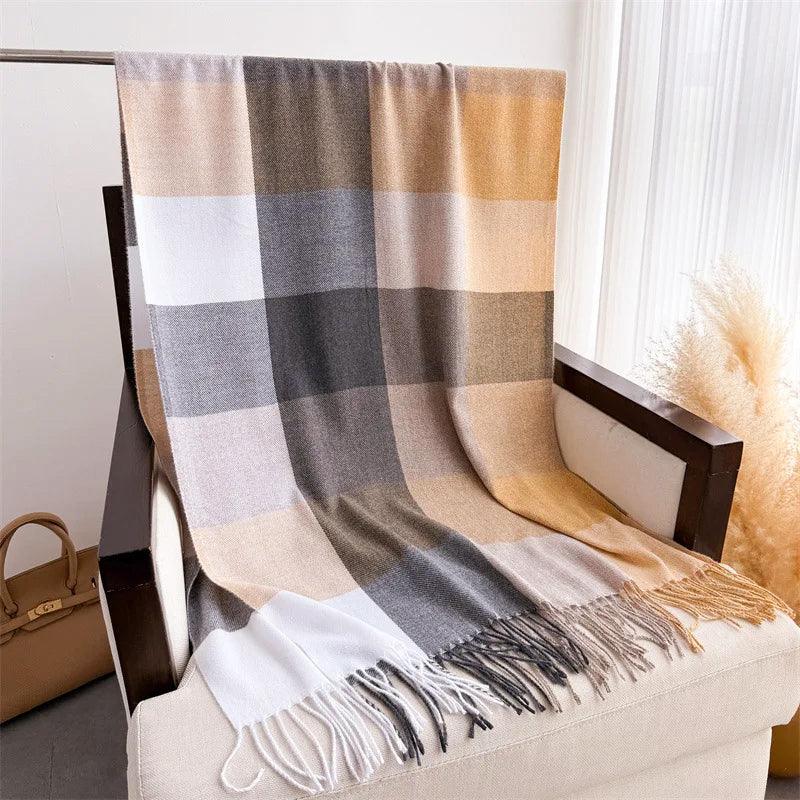 Sofia Amoretti Fringe Scarf with Color-Block Pattern - Image 8