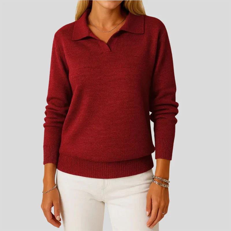 Sofia Amoretti Knit Sweater with Polo Collar - Image 3