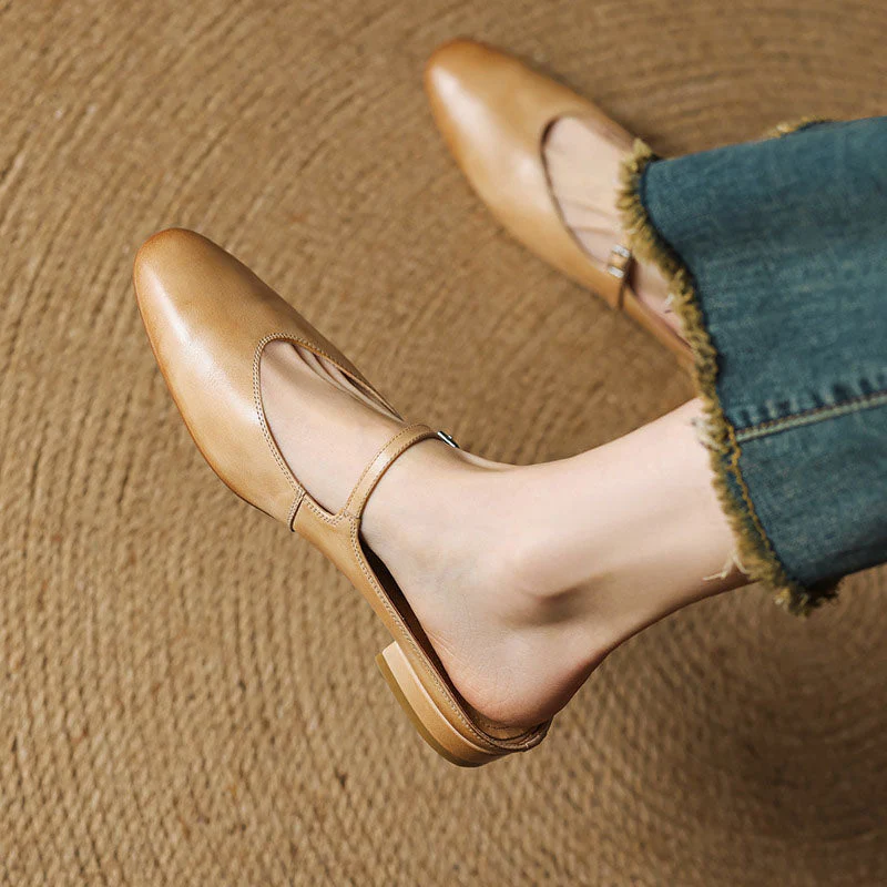 Sofia Amoretti Leather Flats with Buckle Strap - Image 2