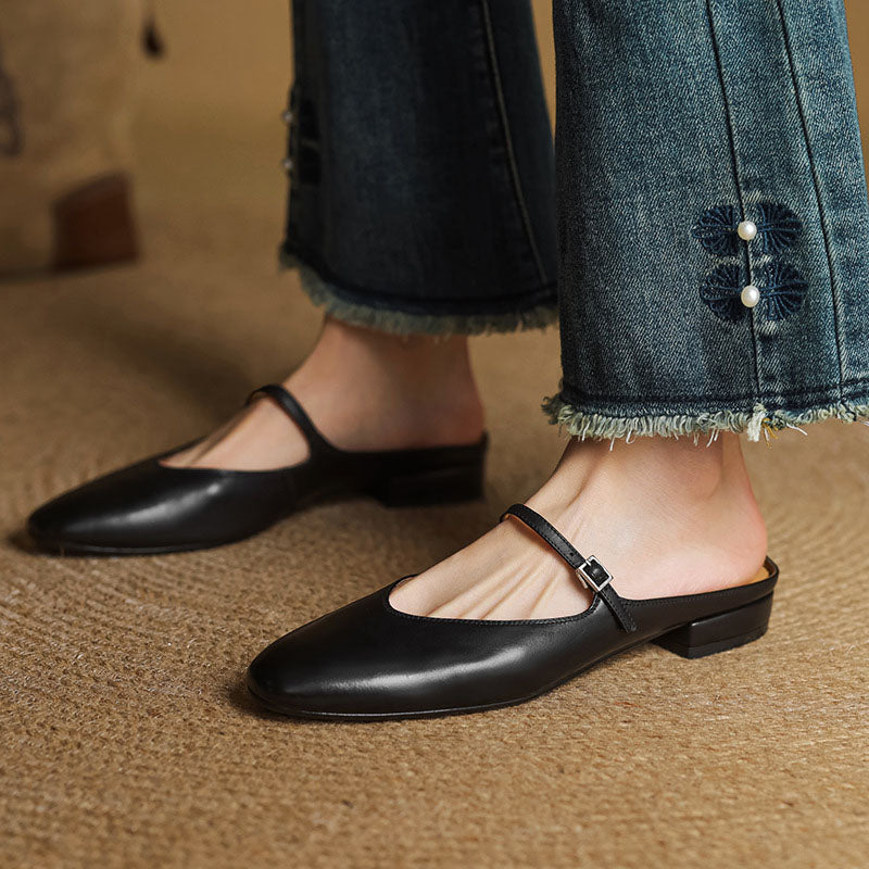 Sofia Amoretti Leather Flats with Buckle Strap - Image 3
