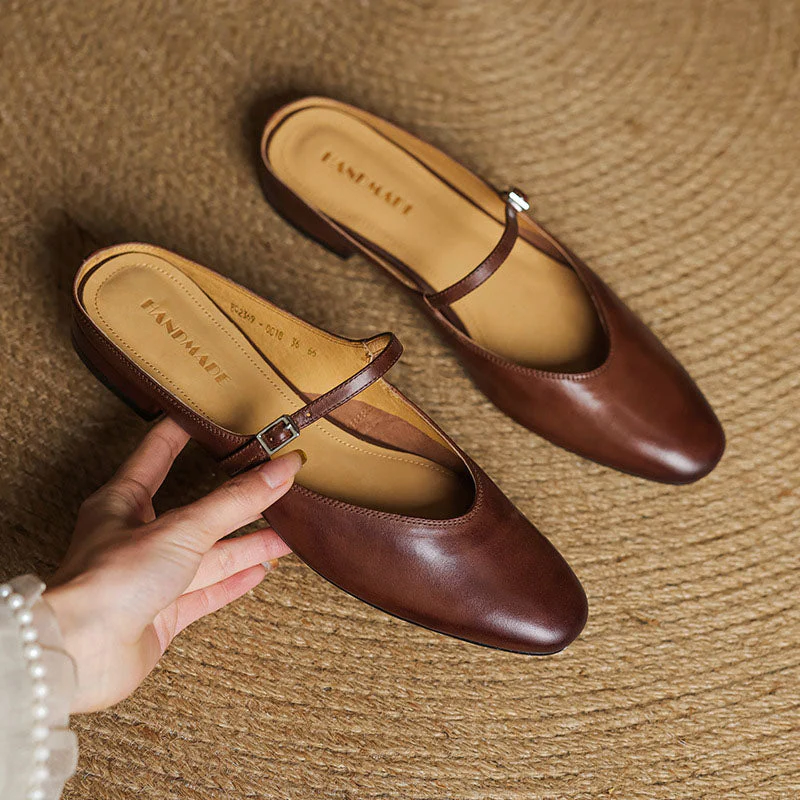 Sofia Amoretti Leather Flats with Buckle Strap - Image 4