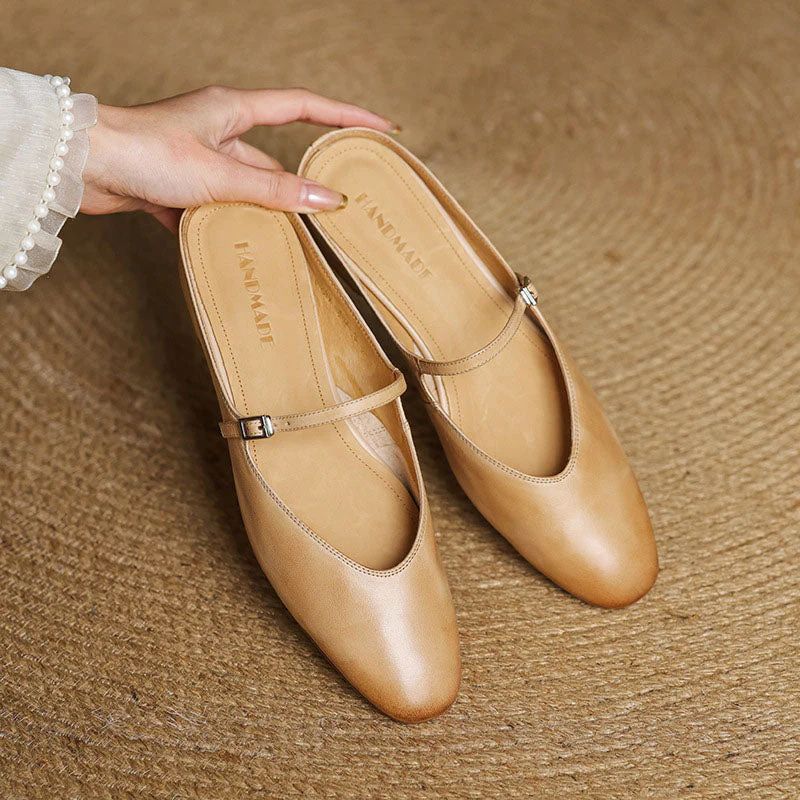 Sofia Amoretti Leather Flats with Buckle Strap - Image 5