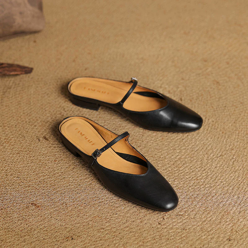 Sofia Amoretti Leather Flats with Buckle Strap - Image 6