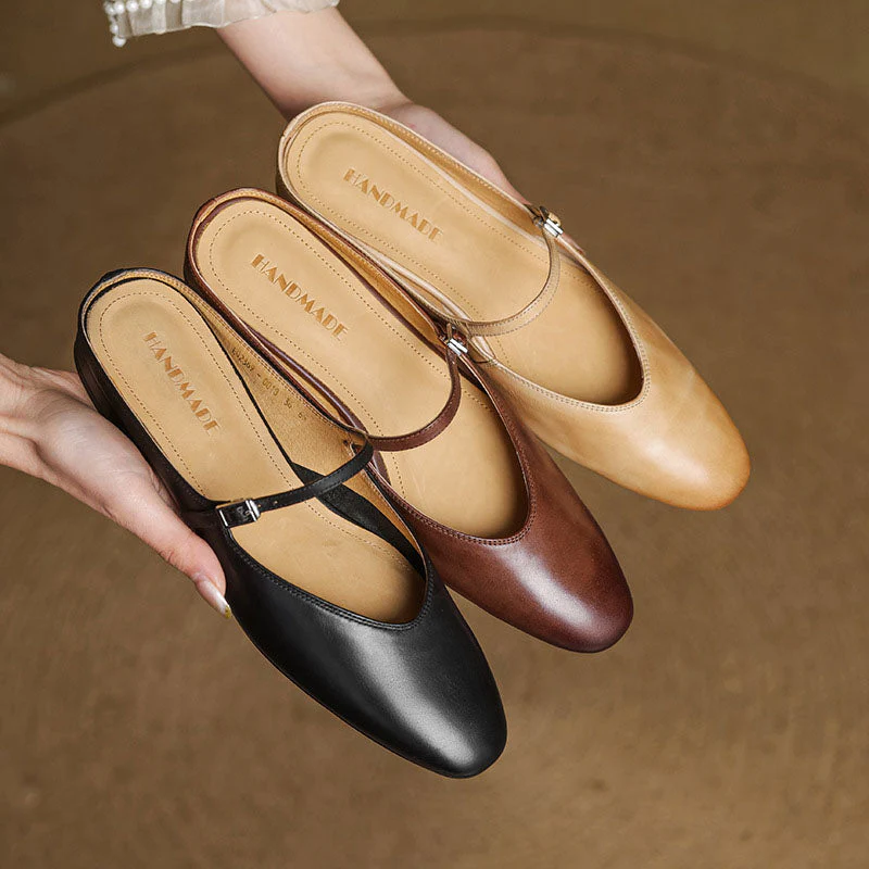 Sofia Amoretti Leather Flats with Buckle Strap - Image 7